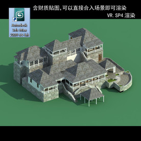 中式建筑 多层建筑 别墅模型
