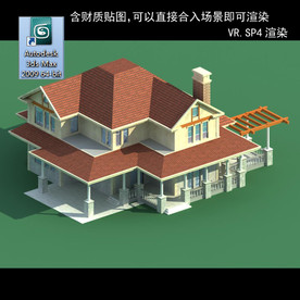 中式建筑 多层建筑 别墅模型