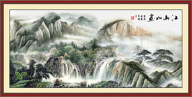 国画江山如画装饰画壁画