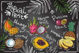 手绘矢量食物餐饮背景墙