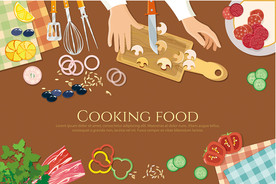 手绘矢量食物餐厅墙纸