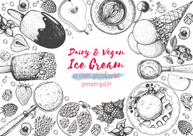 水果冰饮手绘矢量背景墙