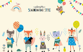 可爱卡通动物背景墙