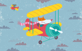 飞机卡通背景墙