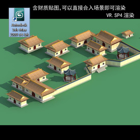 中式建筑 中式多层 寺庙