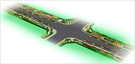 道路景观绿化效果图