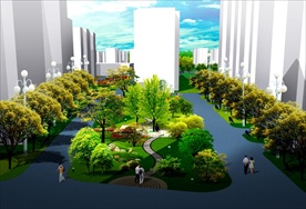 小区局部绿化效果图