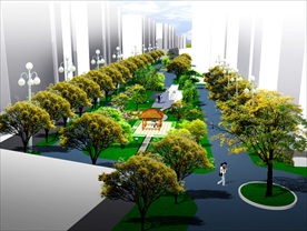 小区局部绿化效果图