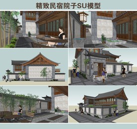精致民宿院子SU模型