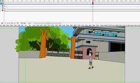 一个人物走向学校大门的动画8秒