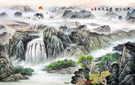 山水国画背景墙
