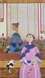 大型竖幅古典美女装饰画