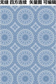 古典民族花纹  蓝色民族图案