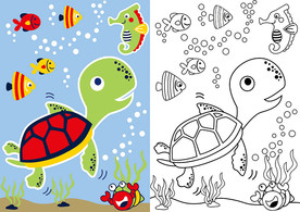 海龟海洋卡通填色游戏