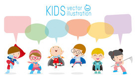 卡通小孩对话框矢量设计素材