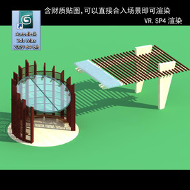 亭 休闲亭 3D木亭 亭子模型