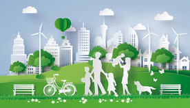 绿色家园剪纸立体背景墙