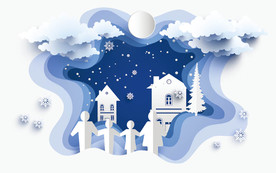 幸福一家剪纸立体背景墙