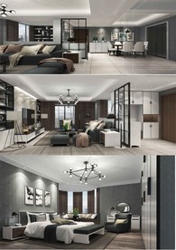 现代极简家装设计SU模型