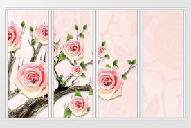 现代简约玫瑰移门