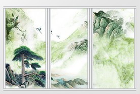 中国风山水画移门