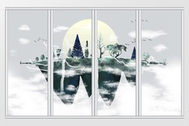 现代简约意境创意山水移门