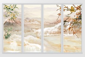大理石纹九州桃源背景移门