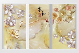 家和富贵白瓷花钻石珠宝移门