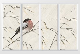 中式手绘花鸟意境移门