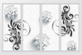 现代简约3D时尚立体花移门