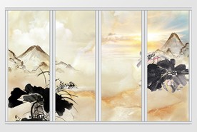 大理石纹山水移门