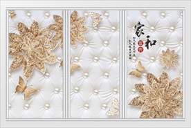 现代简约3D浮雕花朵背景移门