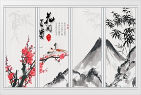 新中式水墨山水移门