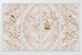 新中式树枝花卉移门