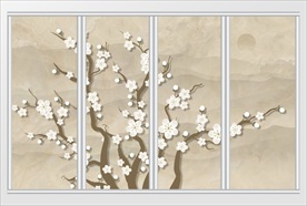 现代简约立体花卉移门