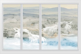 大理石纹山水花日出移门