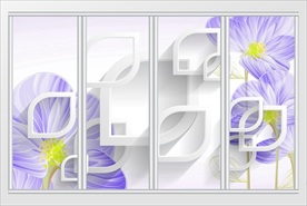 3D唯美简约花朵移门