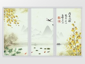 中式水墨花鸟移门