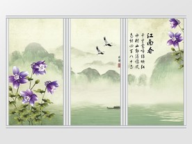 古典水墨山水画移门
