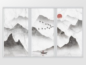 中国风水墨山水移门