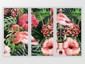 自然火烈鸟植物移门