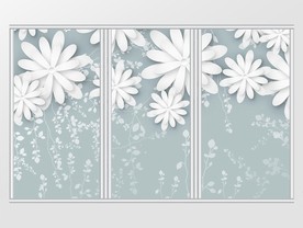 现代简约3d几何花卉移门