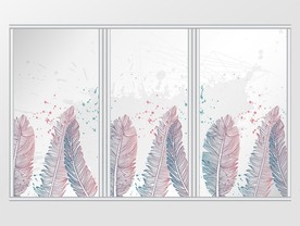北欧简约抽象水彩唯美羽毛移门