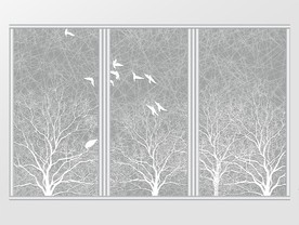 现代简约灰白发财树移门