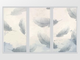 现代简约水彩小清新羽毛移门