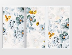 现代简约3D花卉移门