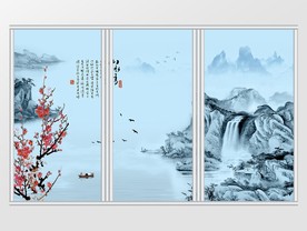 中式水墨山水移门
