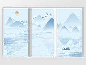 新中式简约山水移门