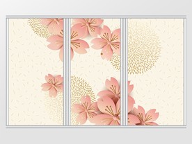 唯美现代简约荷花花卉移门