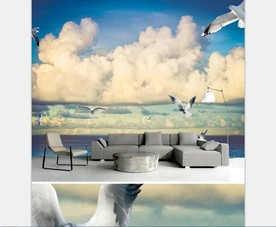 大海天空北欧现代简约复古背景墙